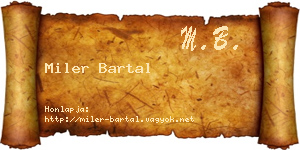 Miler Bartal névjegykártya
